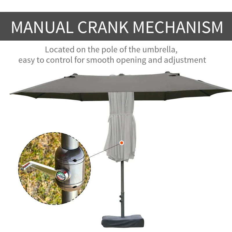 15' Outdoor Patio Umbrella with Twin Canopy - Dark Gray