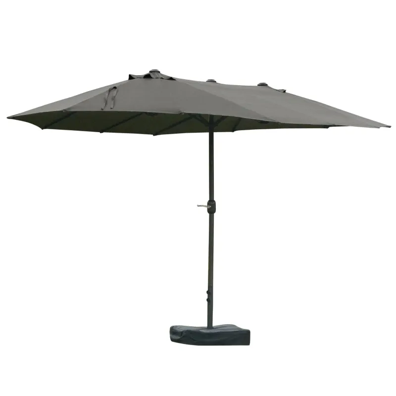 15' Outdoor Patio Umbrella with Twin Canopy - Dark Gray