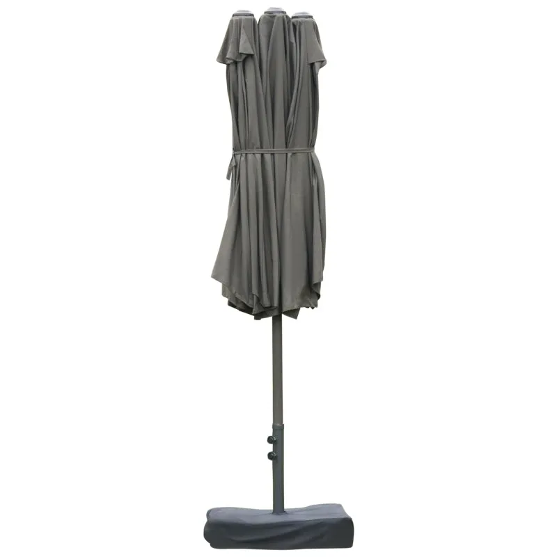 15' Outdoor Patio Umbrella with Twin Canopy - Dark Gray