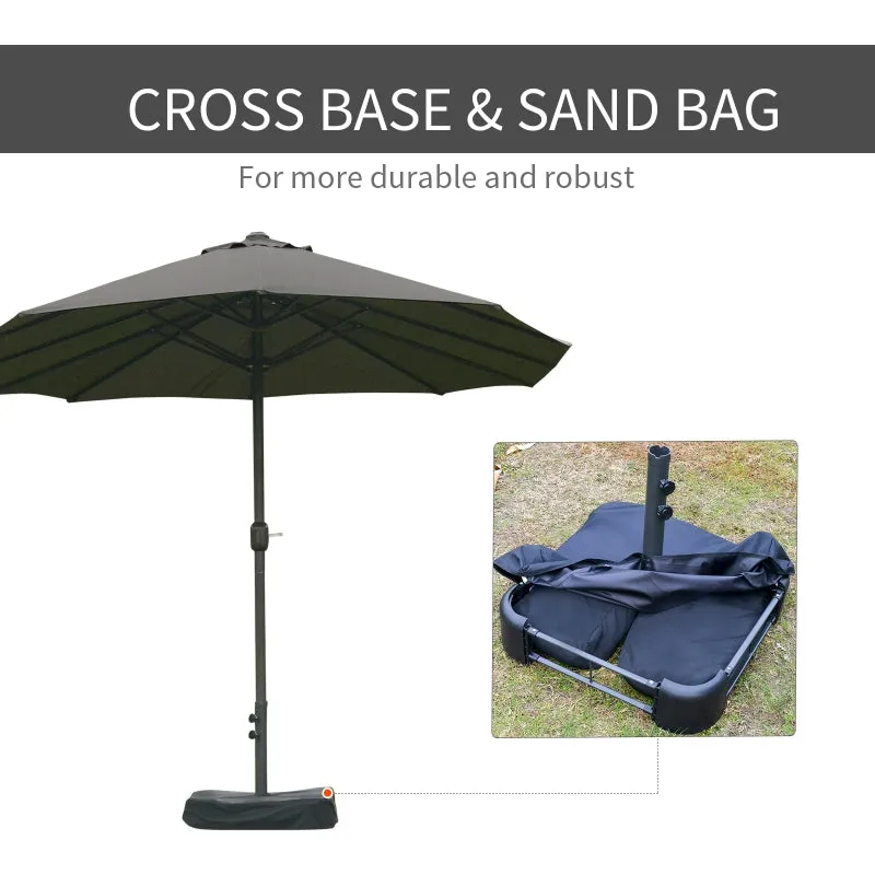 15' Outdoor Patio Umbrella with Twin Canopy - Dark Gray