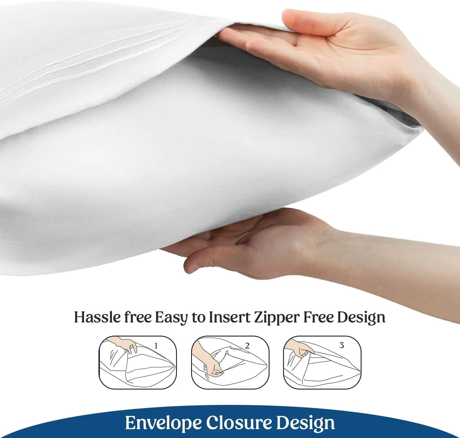 2-Pack: Hannah Linen Microfiber Pillowcases Breathable & Envelop Closure Pillow Covers Set