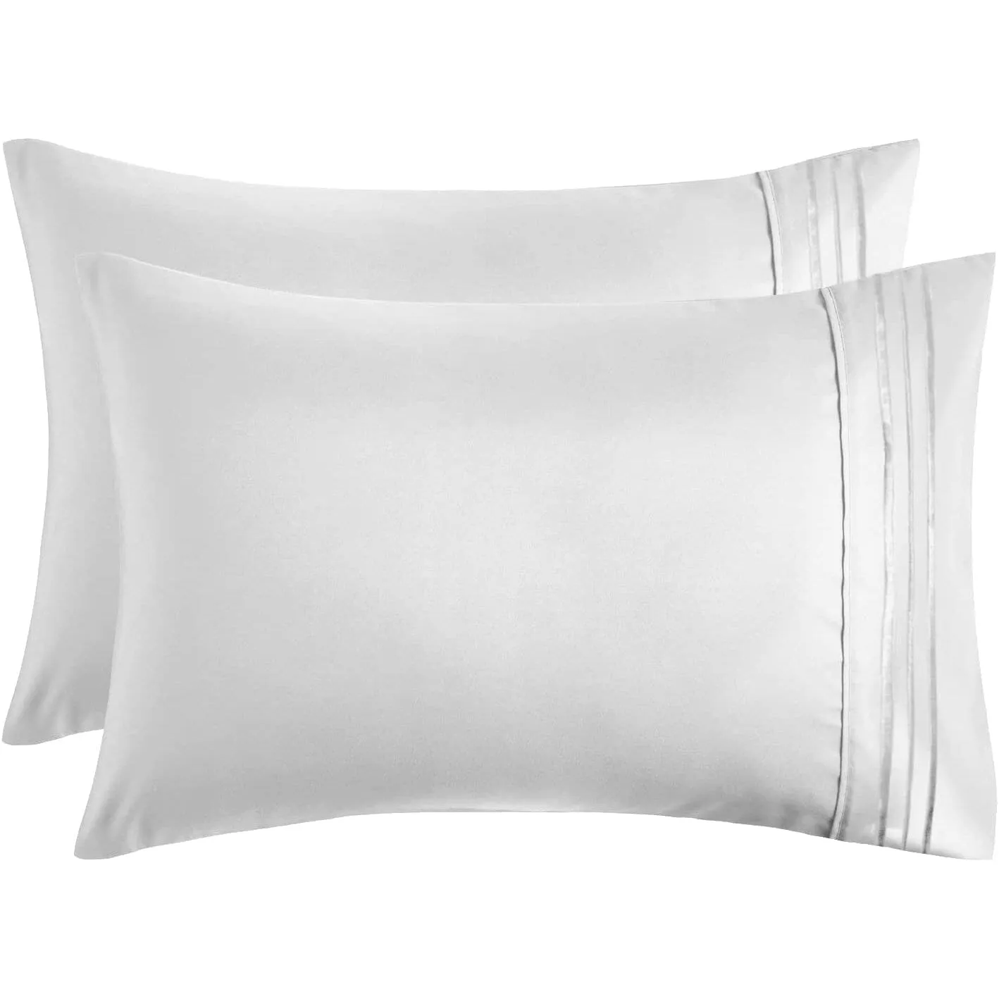 2-Pack: Hannah Linen Microfiber Pillowcases Breathable & Envelop Closure Pillow Covers Set