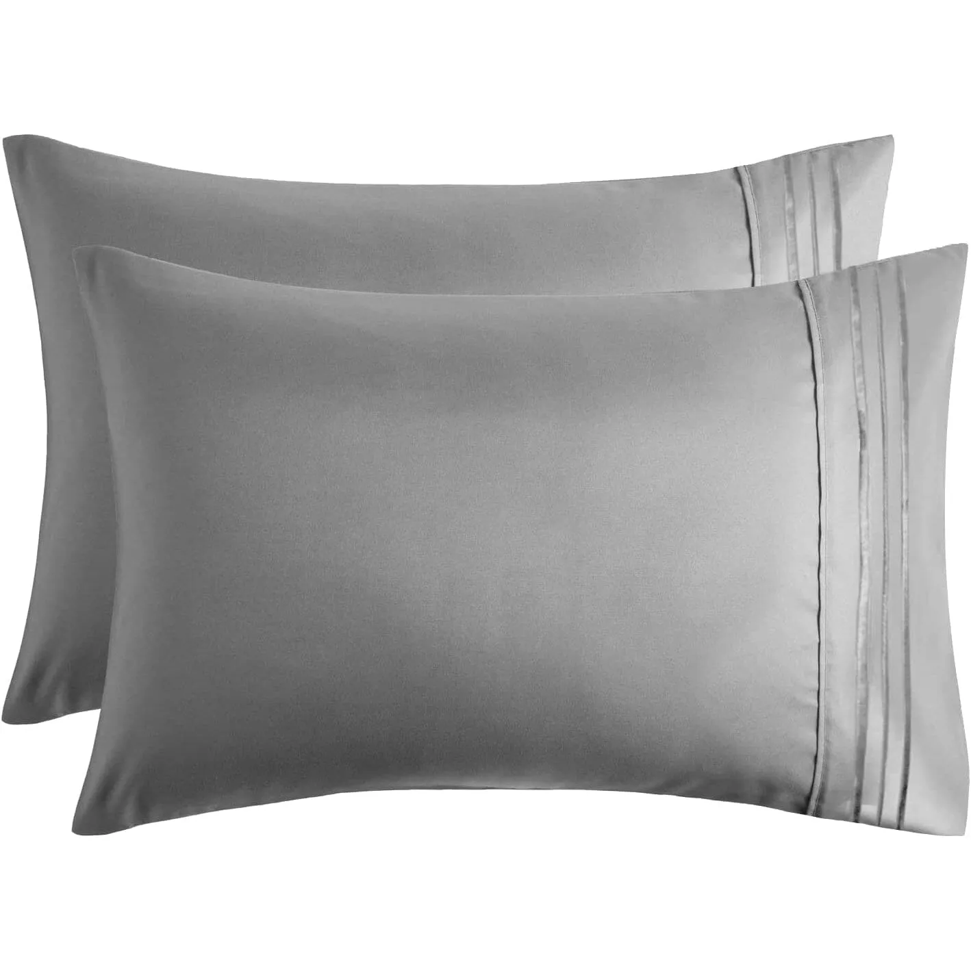 2-Pack: Hannah Linen Microfiber Pillowcases Breathable & Envelop Closure Pillow Covers Set