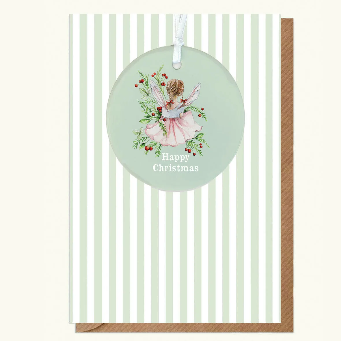 A6 Greeting Card with Ceramic Keepsake -Christmas Fairy