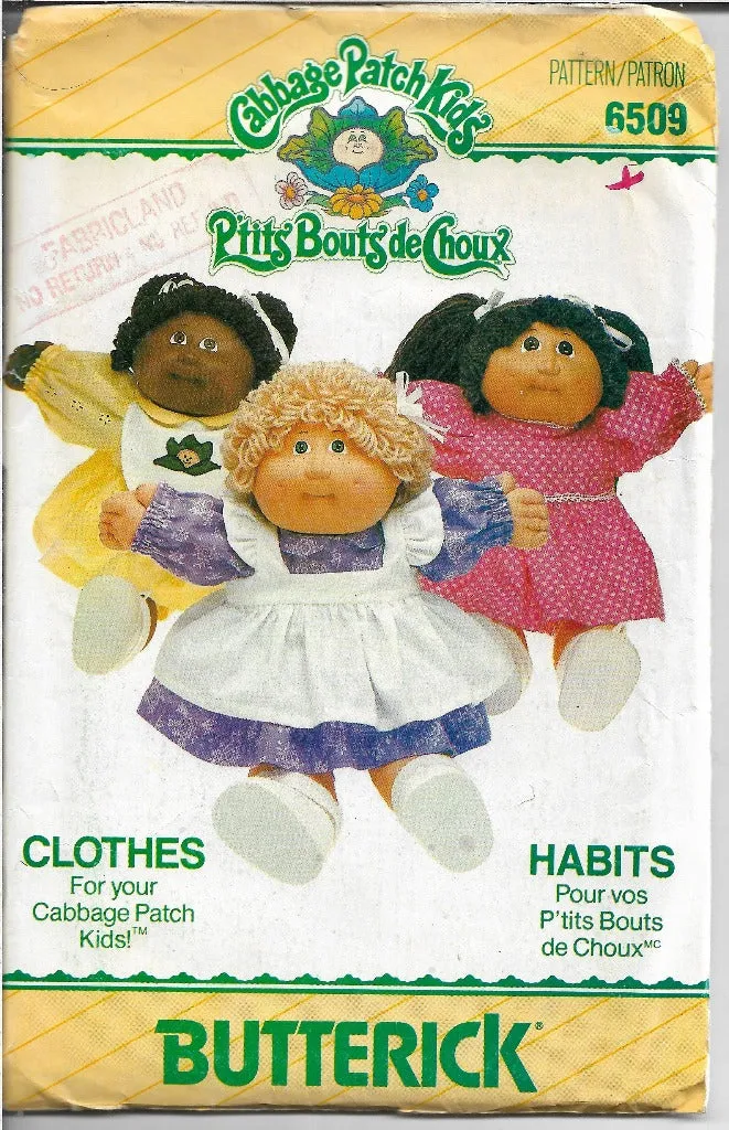 Butterick 6509 Cabbage Patch Kids Dress Pinafore Panties Vintage Sewing Craft Pattern