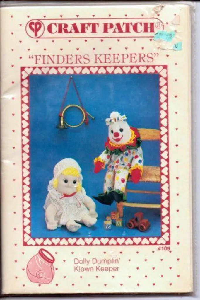 Craft Patch Finders Keepers Dolly Dumplin Klown Jar Cover Vintage Pattern