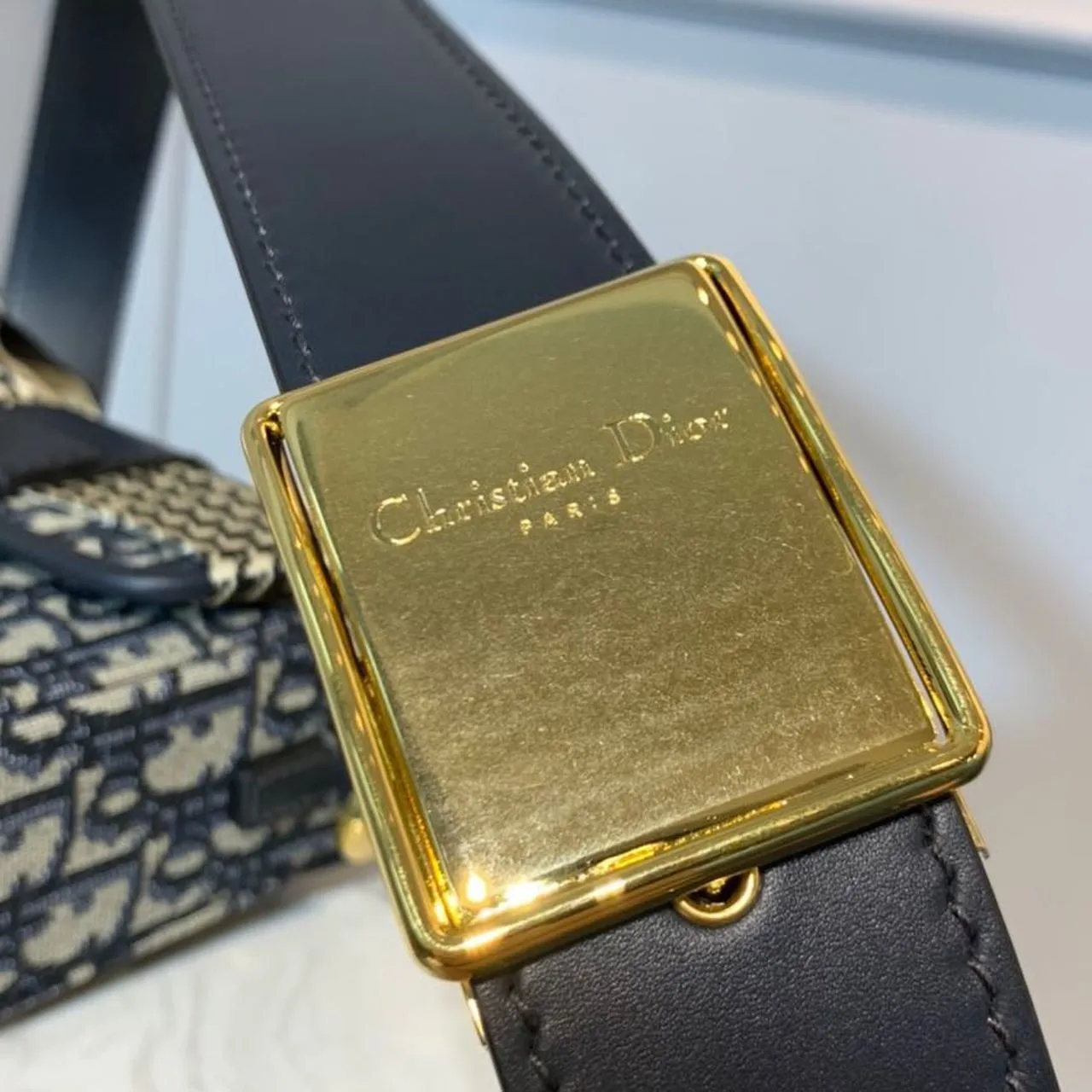 DI 30 Montaigne Box Bag Blue Oblique For Women17.5cm/7in FD Gold Toned Hardware CD