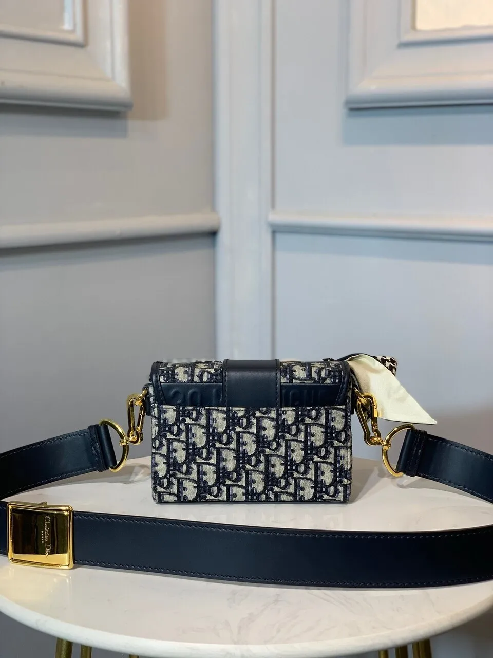 DI 30 Montaigne Box Bag Blue Oblique For Women17.5cm/7in FD Gold Toned Hardware CD