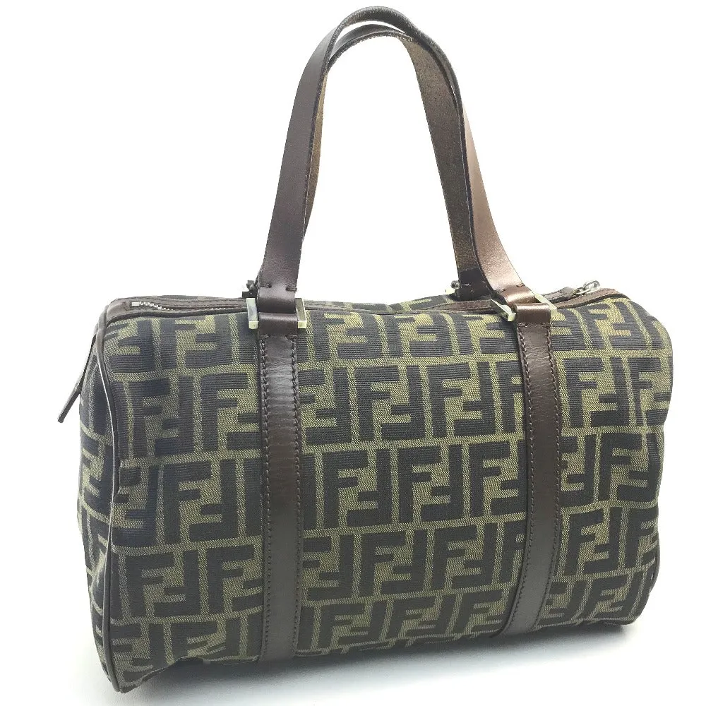 FENDI Handbag Canvas / leather Brown Zucca FF pattern Women Used