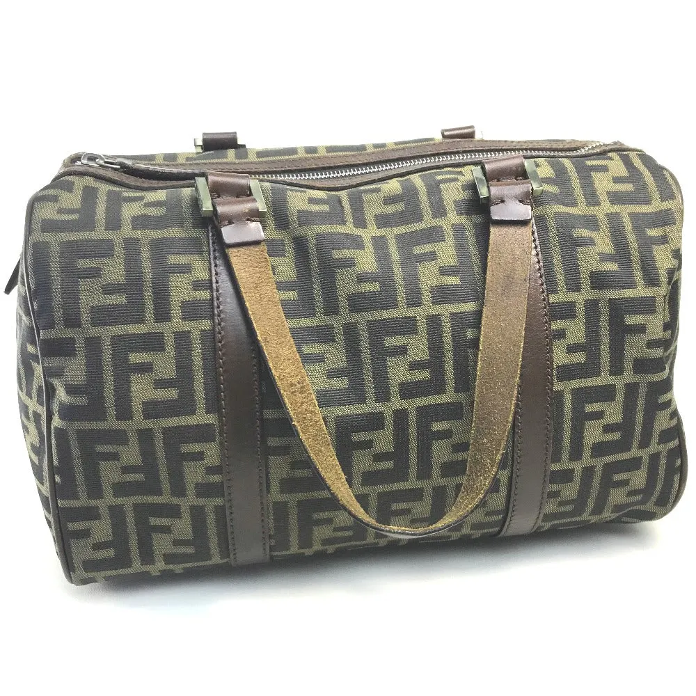 FENDI Handbag Canvas / leather Brown Zucca FF pattern Women Used
