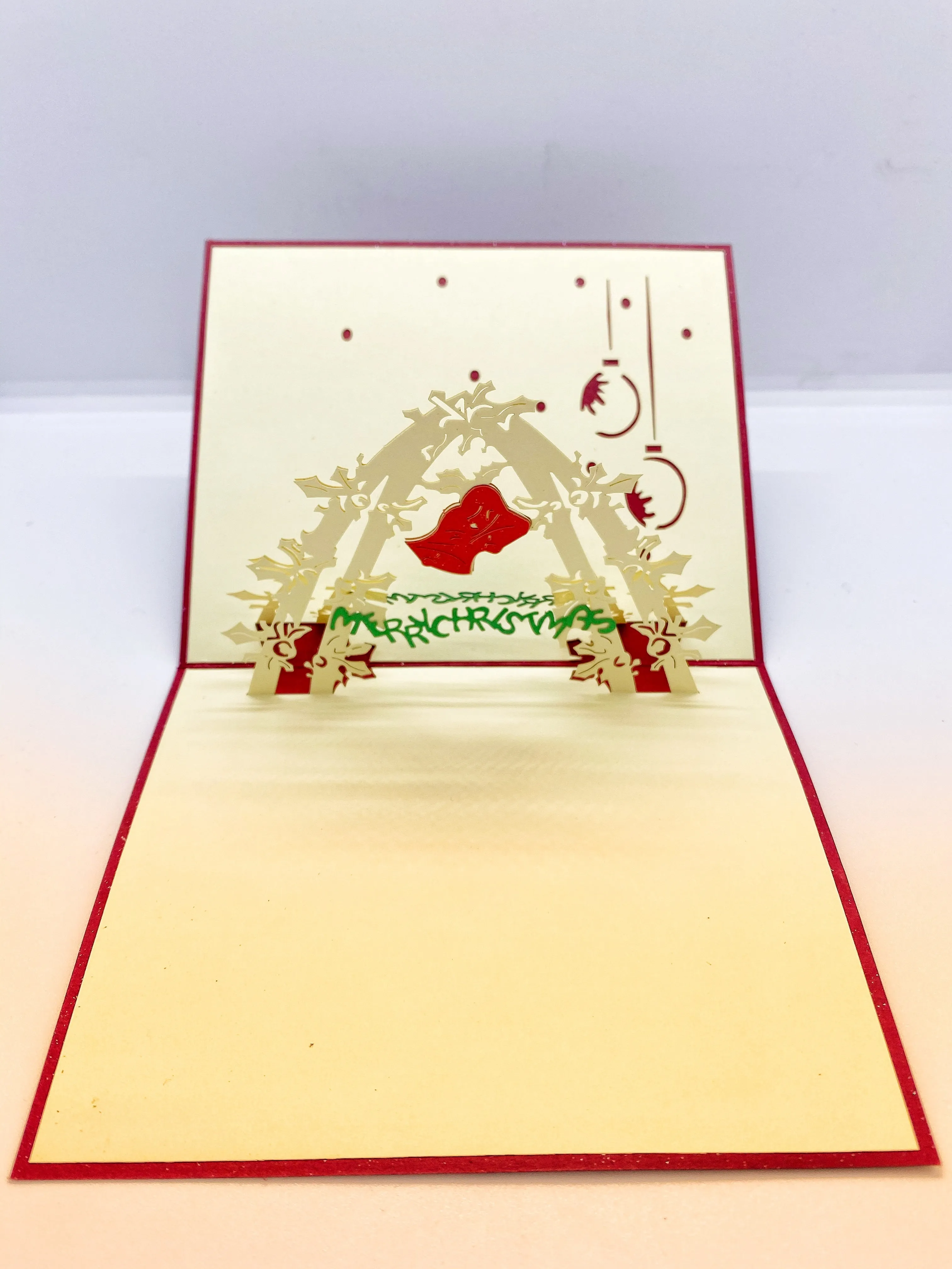 Pop-up Card _ Merry Christmas Red Bell Arch