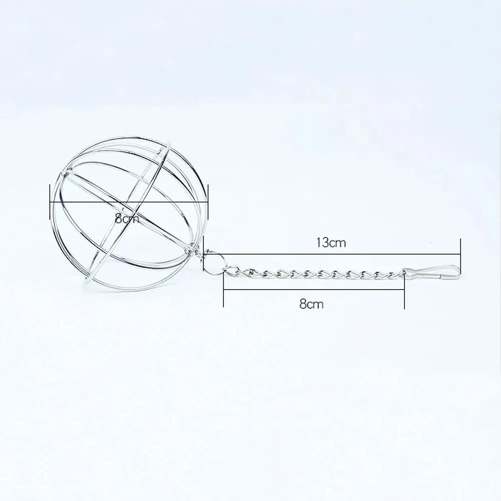 Stainless Steel Round Sphere Hay Feeder Dispense Exercise Hanging Straw Ball for Guinea Pig Hamster Rat Rabbits Pet Supplies